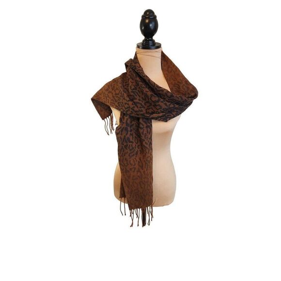 Cejon Brown Animal Print Italian Acrylic Scarf - Picture 2 of 5